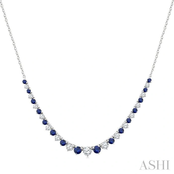 Round Shape Gemstone & Diamond Riviera Necklace