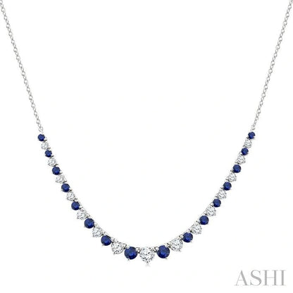 Round Shape Gemstone & Diamond Riviera Necklace