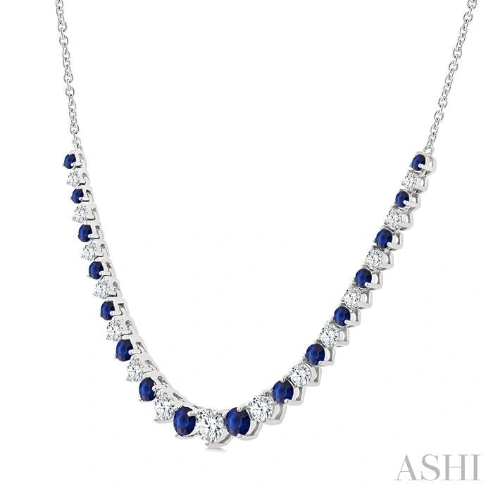Round Shape Gemstone & Diamond Riviera Necklace