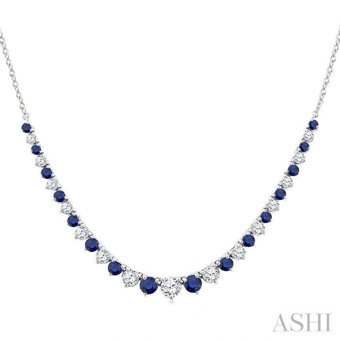 Round Shape Gemstone & Diamond Riviera Necklace