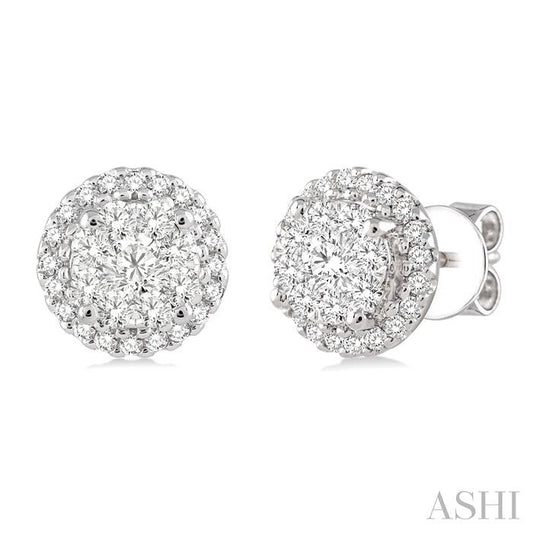 Round Shape Halo Lovebright Essential Diamond Earrings