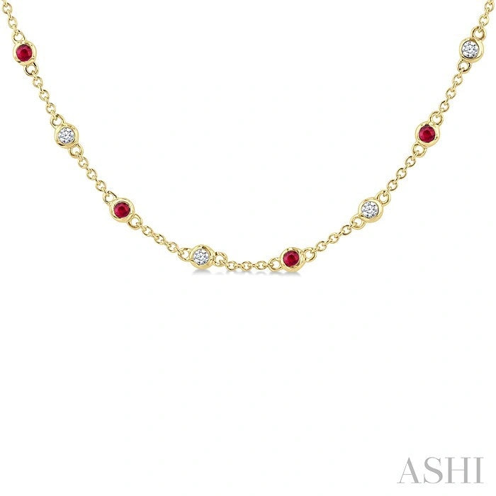 Gemstone & Diamond Station Necklace
