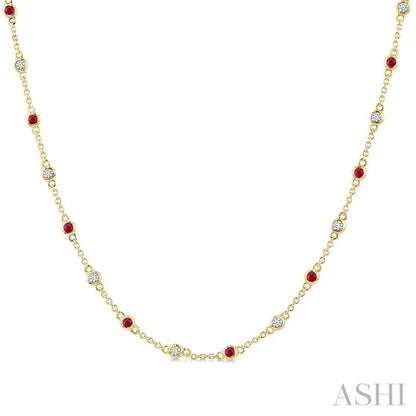 Gemstone & Diamond Station Necklace