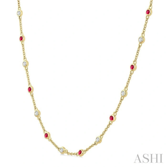 Gemstone & Diamond Station Necklace