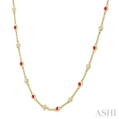 Gemstone & Diamond Station Necklace