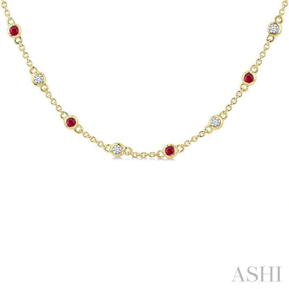 Gemstone & Diamond Station Necklace