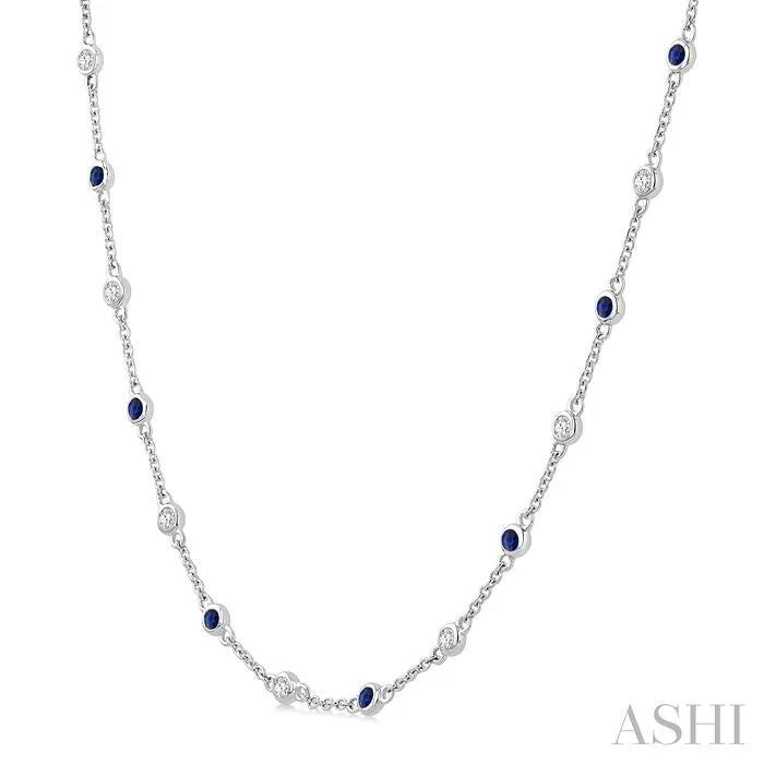 Gemstone & Diamond Station Necklace