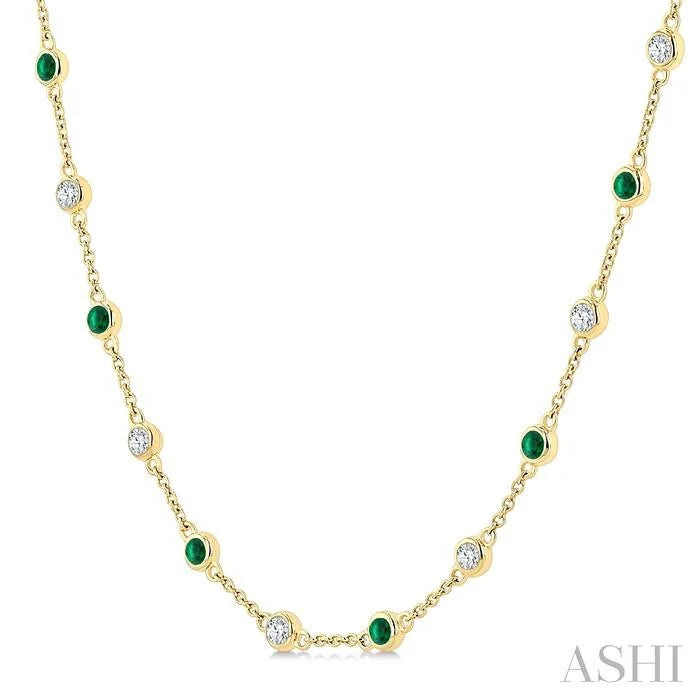 Gemstone & Diamond Station Necklace