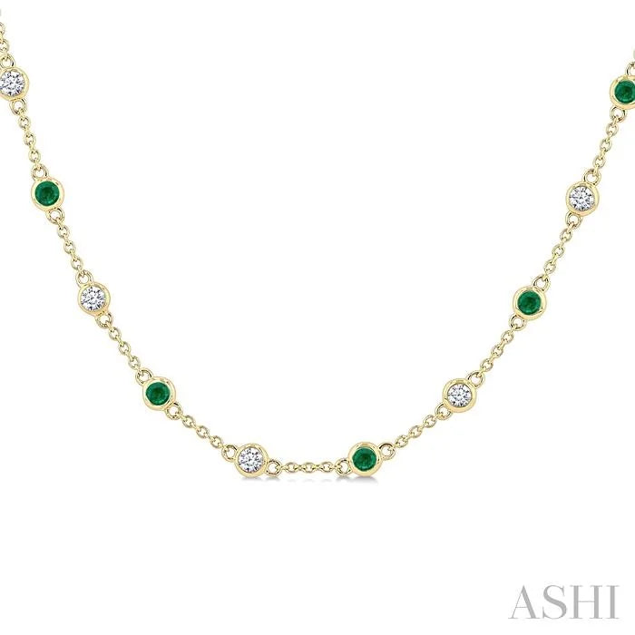 Gemstone & Diamond Station Necklace