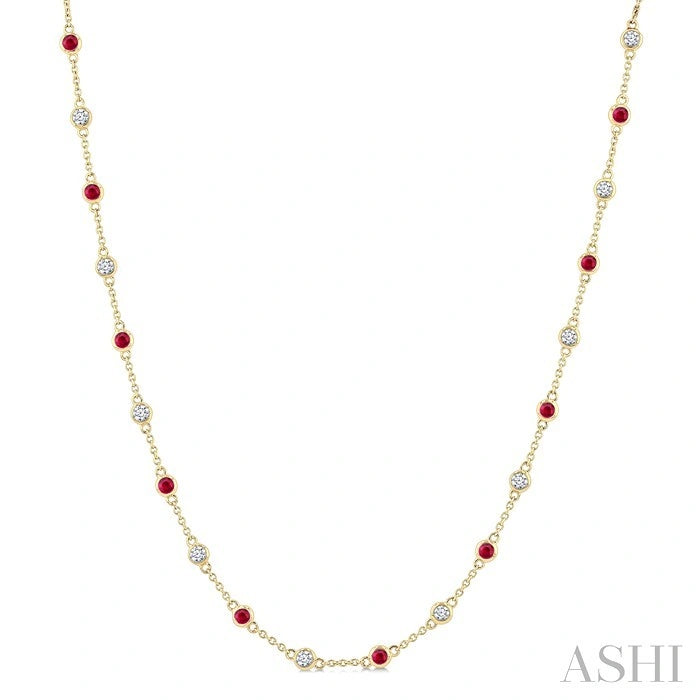 Gemstone & Diamond Station Necklace