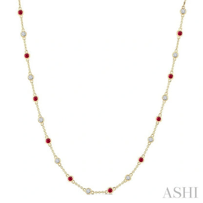 Gemstone & Diamond Station Necklace