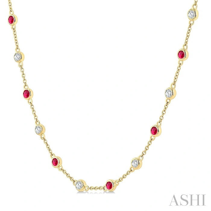 Gemstone & Diamond Station Necklace