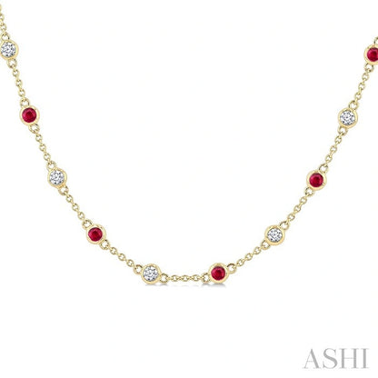 Gemstone & Diamond Station Necklace