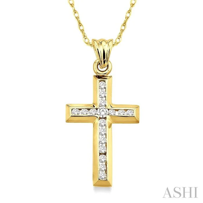 Channel Set Cross Diamond Fashion Pendant