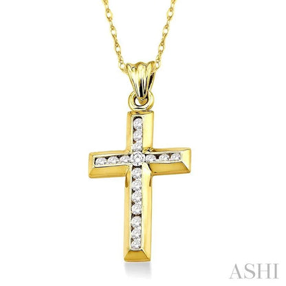 Channel Set Cross Diamond Fashion Pendant