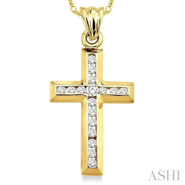 Channel Set Cross Diamond Fashion Pendant