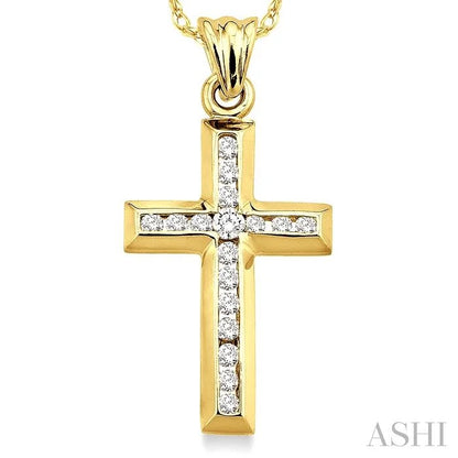 Channel Set Cross Diamond Fashion Pendant