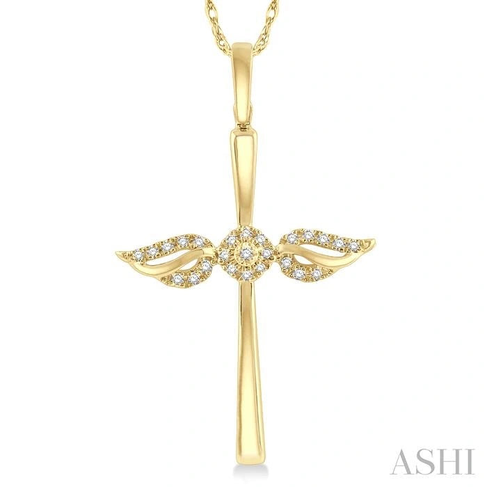 Angel Wings Cross Petite Diamond Fashion Pendant