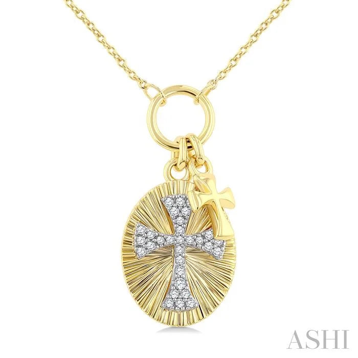 Cross Charm Fluted Diamond Fashion Pendant