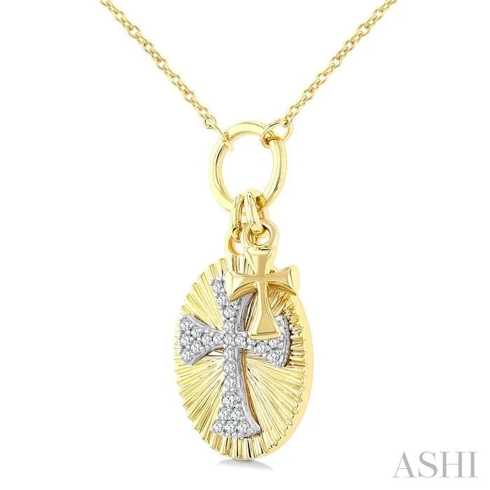 Cross Charm Fluted Diamond Fashion Pendant