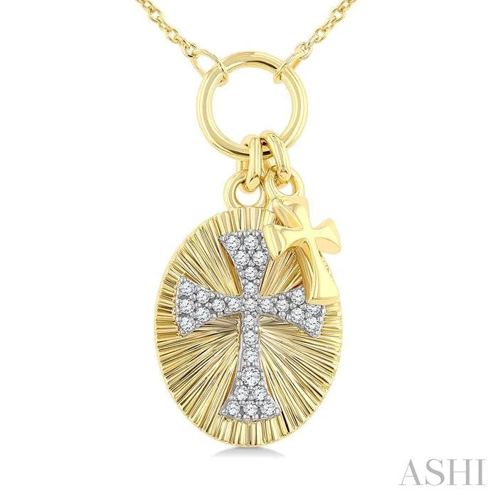 Cross Charm Fluted Diamond Fashion Pendant