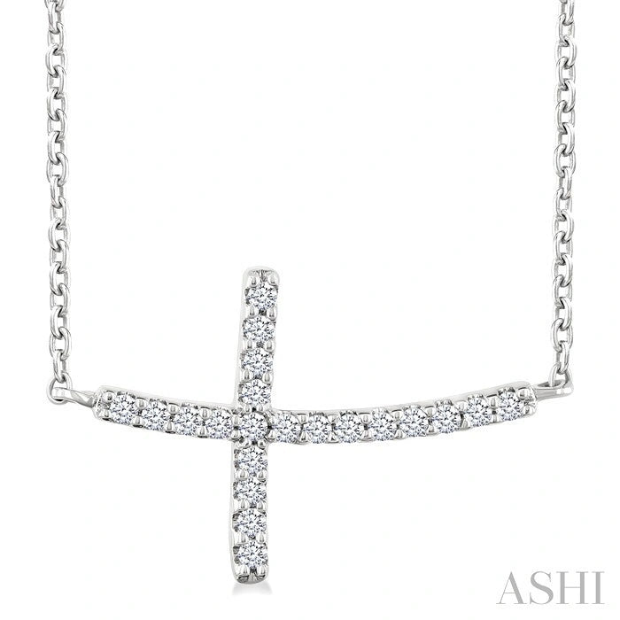 Sideway Cross Petite Diamond Fashion Pendant