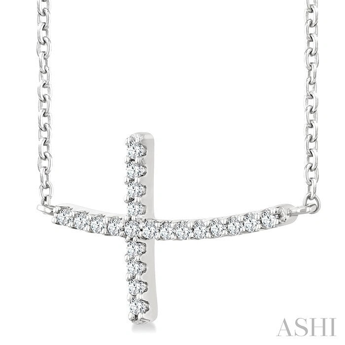Sideway Cross Petite Diamond Fashion Pendant