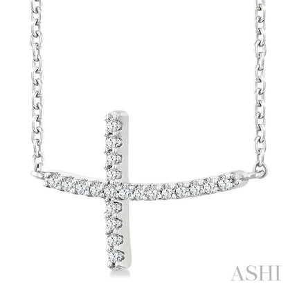 Sideway Cross Petite Diamond Fashion Pendant