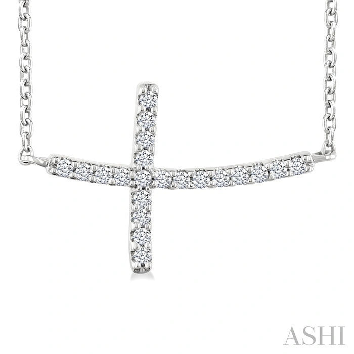 Sideway Cross Petite Diamond Fashion Pendant