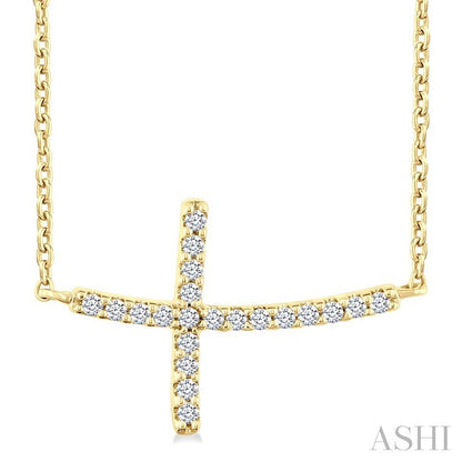 Sideway Cross Petite Diamond Fashion Pendant