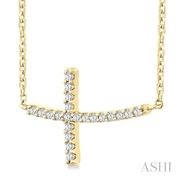 Sideway Cross Petite Diamond Fashion Pendant