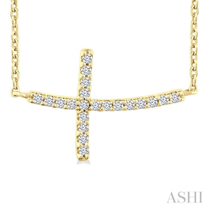 Sideway Cross Petite Diamond Fashion Pendant