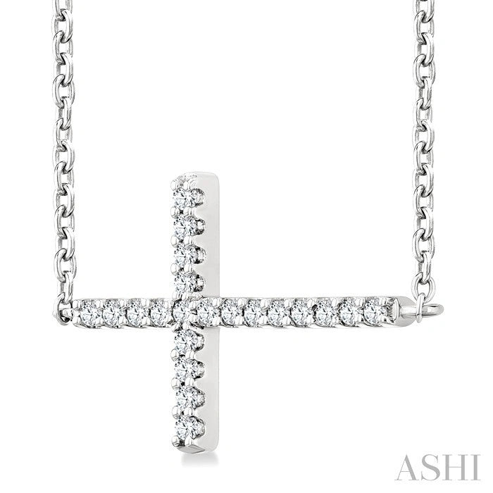 Sideway Cross Petite Diamond Fashion Pendant