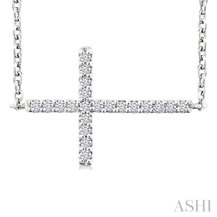 Sideway Cross Petite Diamond Fashion Pendant