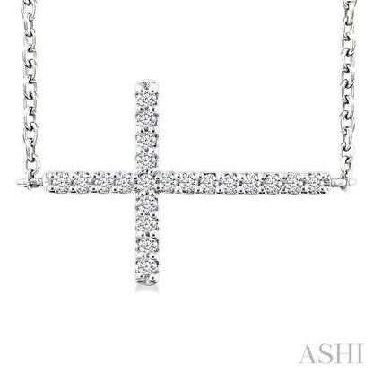 Sideway Cross Petite Diamond Fashion Pendant