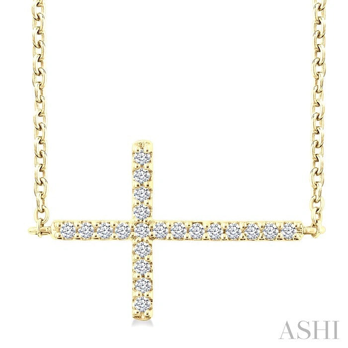 Sideway Cross Petite Diamond Fashion Pendant