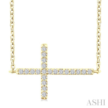 Sideway Cross Petite Diamond Fashion Pendant