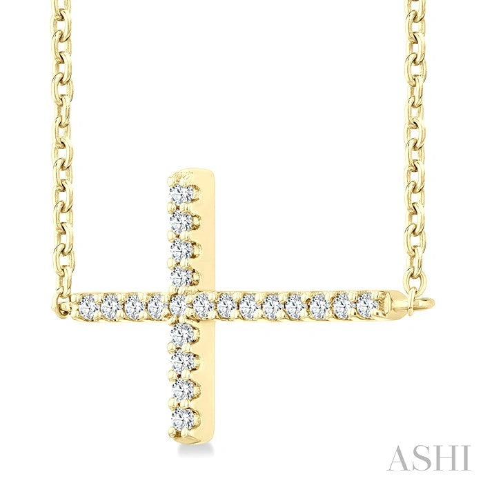 Sideway Cross Petite Diamond Fashion Pendant