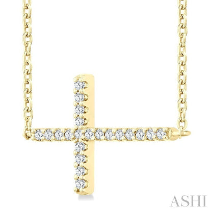 Sideway Cross Petite Diamond Fashion Pendant