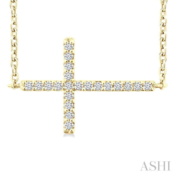 Sideway Cross Petite Diamond Fashion Pendant