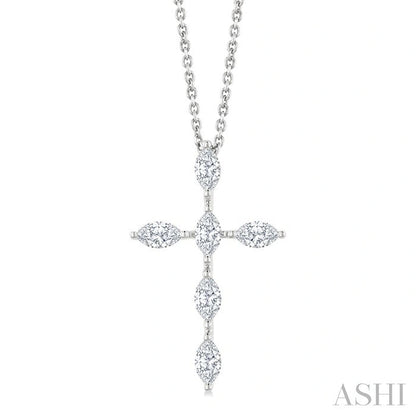 Marquise Shape 6 Stone Cross Diamond Fashion Pendant