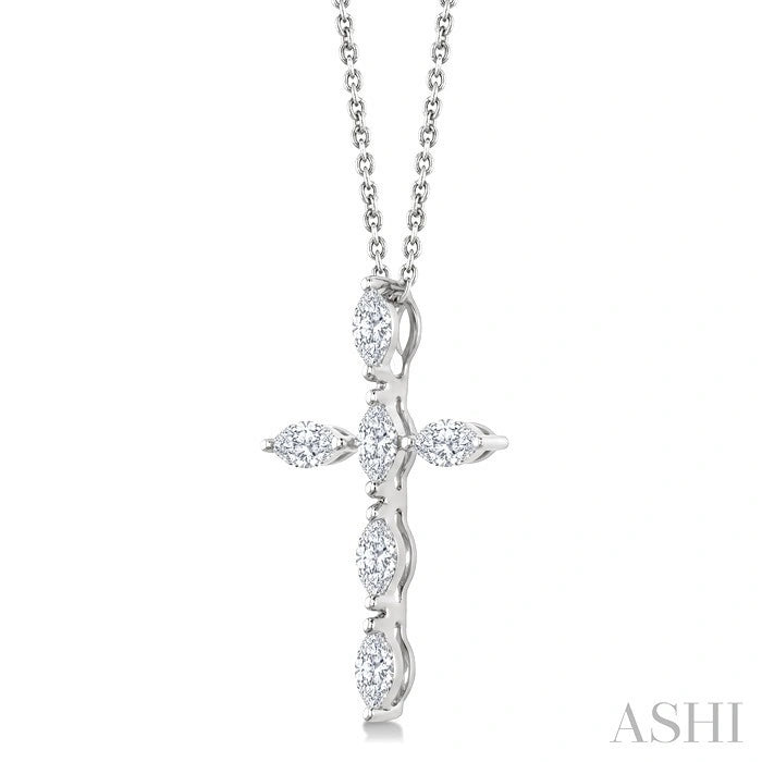 Marquise Shape 6 Stone Cross Diamond Fashion Pendant
