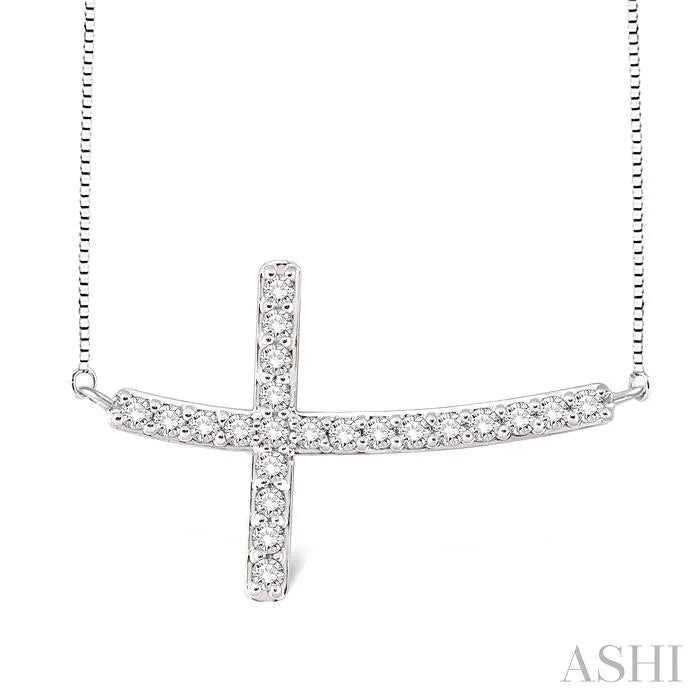 Sideway Cross Diamond Fashion Pendant
