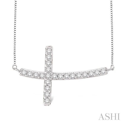 Sideway Cross Diamond Fashion Pendant