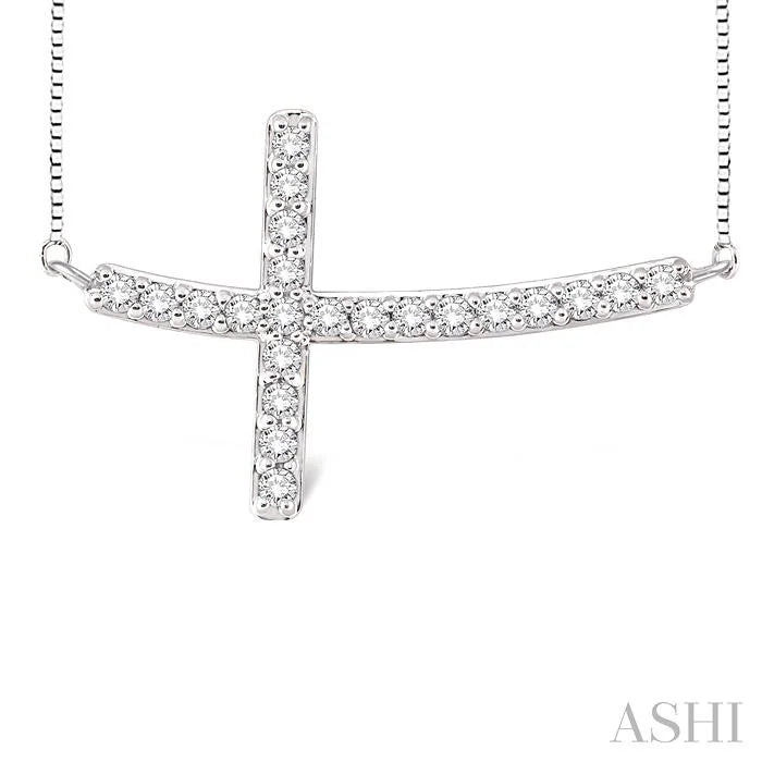 Sideway Cross Diamond Fashion Pendant