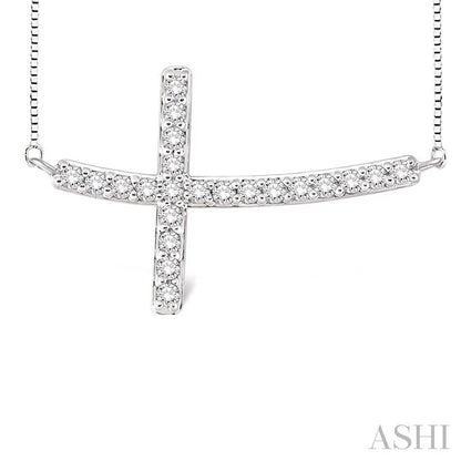 Sideway Cross Diamond Fashion Pendant