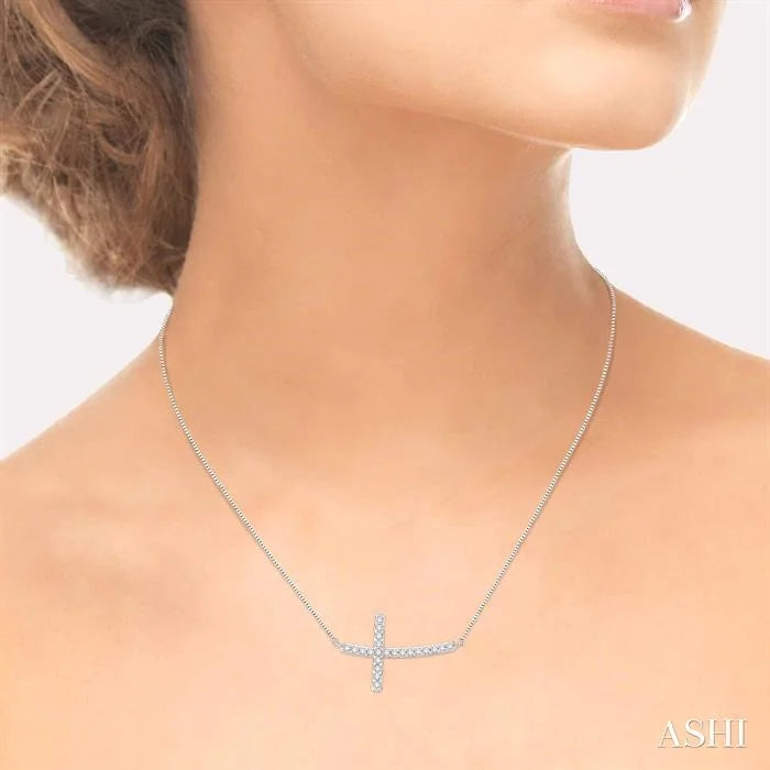 Sideway Cross Diamond Fashion Pendant