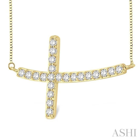 Sideway Cross Diamond Fashion Pendant