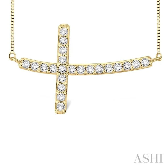 Sideway Cross Diamond Fashion Pendant
