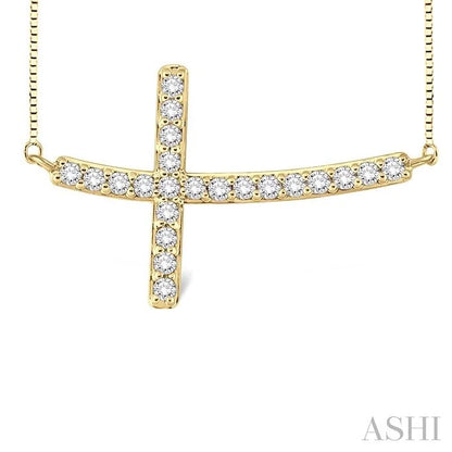 Sideway Cross Diamond Fashion Pendant